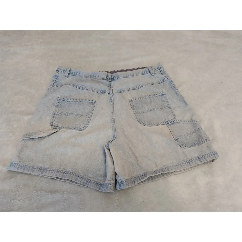 Motherhood Maternity Over Belly Carpenter Denim Shorts Women's XL Light Blue